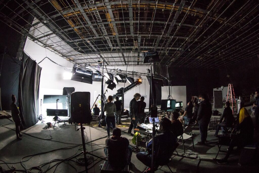 film crew in studio